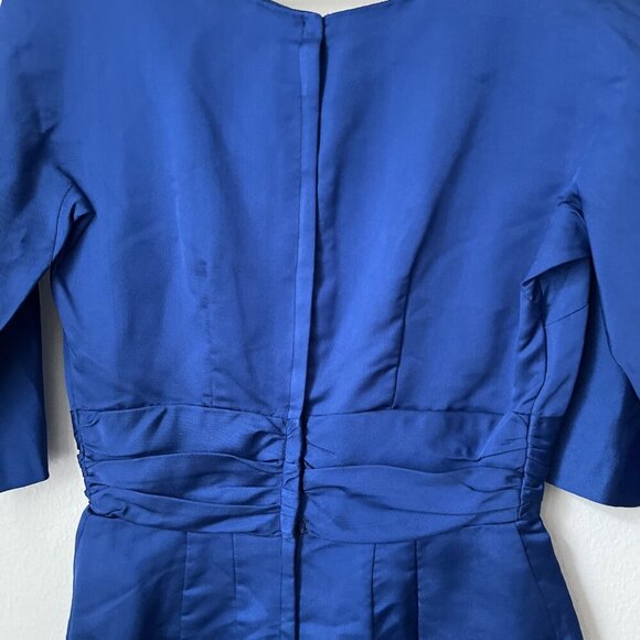 Vtg Miss Brooks New York royal blue 50s midcentury dress knee length‎ M/L - Picture 3 of 7